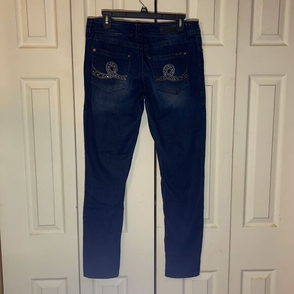 Seven7 Dark Wash Skinny Jeans Sequin Pockets 10 - Picture 9 of 16